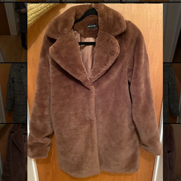 Chocolate Brown Faux Fur Coat - Picture 5 of 6